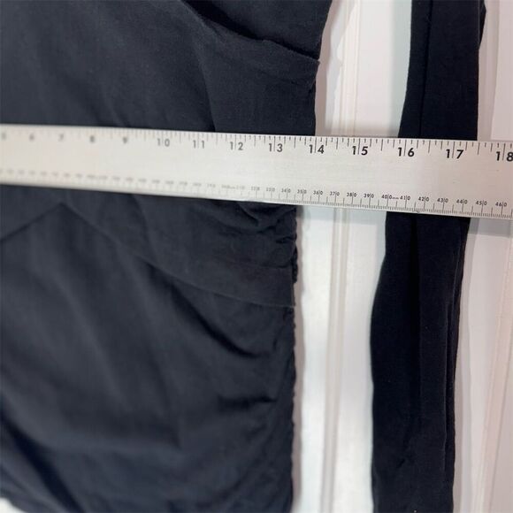 Sundance Black Wrap Long Sleeve Ruched Top M Cotton Stretch Minimalist Boho - Picture 5 of 8
